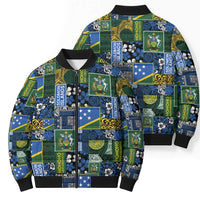Solomon Islands Meri Kirihimete Bomber Puffer Jacket Pacific Patchwork Xmas Vibes - Polynesian Pride
