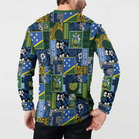 Solomon Islands Meri Kirihimete Button Sweatshirt Pacific Patchwork Xmas Vibes - Polynesian Pride