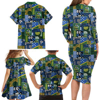 Solomon Islands Meri Kirihimete Family Matching Long Sleeve Bodycon Dress and Hawaiian Shirt Pacific Patchwork Xmas Vibes - Polynesian Pride