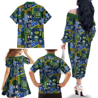 Solomon Islands Meri Kirihimete Family Matching Off The Shoulder Long Sleeve Dress and Hawaiian Shirt Pacific Patchwork Xmas Vibes - Polynesian Pride