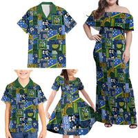 Solomon Islands Meri Kirihimete Family Matching Off Shoulder Maxi Dress and Hawaiian Shirt Pacific Patchwork Xmas Vibes - Polynesian Pride