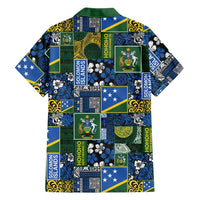 Solomon Islands Meri Kirihimete Family Matching Off Shoulder Maxi Dress and Hawaiian Shirt Pacific Patchwork Xmas Vibes - Polynesian Pride