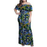 Solomon Islands Meri Kirihimete Family Matching Off Shoulder Maxi Dress and Hawaiian Shirt Pacific Patchwork Xmas Vibes - Polynesian Pride