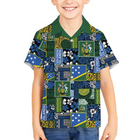 Solomon Islands Meri Kirihimete Family Matching Off Shoulder Maxi Dress and Hawaiian Shirt Pacific Patchwork Xmas Vibes - Polynesian Pride
