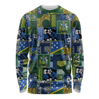 Solomon Islands Meri Kirihimete Long Sleeve Shirt Pacific Patchwork Xmas Vibes - Polynesian Pride