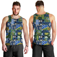 Solomon Islands Meri Kirihimete Men Tank Top Pacific Patchwork Xmas Vibes - Polynesian Pride