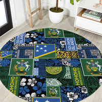 Solomon Islands Meri Kirihimete Round Carpet Pacific Patchwork Xmas Vibes - Polynesian Pride