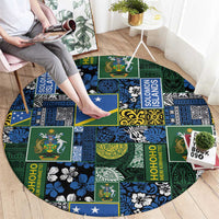 Solomon Islands Meri Kirihimete Round Carpet Pacific Patchwork Xmas Vibes - Polynesian Pride