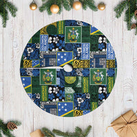 Solomon Islands Meri Kirihimete Tree Skirt Pacific Patchwork Xmas Vibes - Polynesian Pride