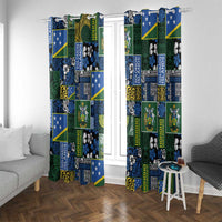 Solomon Islands Meri Kirihimete Window Curtain Pacific Patchwork Xmas Vibes - Polynesian Pride