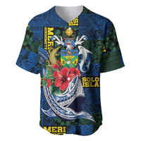 Solomon Islands Meri Kirihimete Baseball Jersey Funny Santa Riding Shark - Polynesian Pride