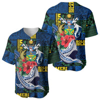 Solomon Islands Meri Kirihimete Baseball Jersey Funny Santa Riding Shark - Polynesian Pride