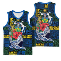 Solomon Islands Meri Kirihimete Basketball Jersey Funny Santa Riding Shark - Polynesian Pride