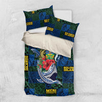 Solomon Islands Meri Kirihimete Bedding Set Funny Santa Riding Shark - Polynesian Pride
