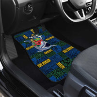 Solomon Islands Meri Kirihimete Car Mats Funny Santa Riding Shark - Polynesian Pride