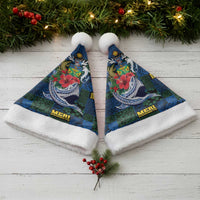 Solomon Islands Meri Kirihimete Christmas Santa Hat Funny Santa Riding Shark - Polynesian Pride