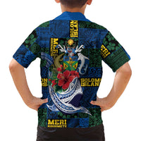 Solomon Islands Meri Kirihimete Family Matching Long Sleeve Bodycon Dress and Hawaiian Shirt Funny Santa Riding Shark - Polynesian Pride