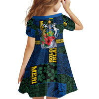 Solomon Islands Meri Kirihimete Family Matching Long Sleeve Bodycon Dress and Hawaiian Shirt Funny Santa Riding Shark - Polynesian Pride