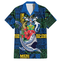 Solomon Islands Meri Kirihimete Family Matching Long Sleeve Bodycon Dress and Hawaiian Shirt Funny Santa Riding Shark - Polynesian Pride