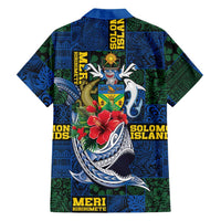 Solomon Islands Meri Kirihimete Family Matching Long Sleeve Bodycon Dress and Hawaiian Shirt Funny Santa Riding Shark - Polynesian Pride