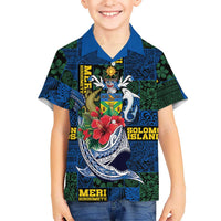 Solomon Islands Meri Kirihimete Family Matching Long Sleeve Bodycon Dress and Hawaiian Shirt Funny Santa Riding Shark - Polynesian Pride