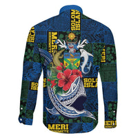 Solomon Islands Meri Kirihimete Family Matching Off The Shoulder Long Sleeve Dress and Hawaiian Shirt Funny Santa Riding Shark LT9 - Polynesian Pride