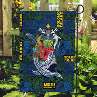 Solomon Islands Meri Kirihimete Garden Flag Funny Santa Riding Shark - Polynesian Pride