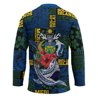 Solomon Islands Meri Kirihimete Hockey Jersey Funny Santa Riding Shark LT9 - Polynesian Pride