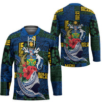 Solomon Islands Meri Kirihimete Hockey Jersey Funny Santa Riding Shark LT9 - Polynesian Pride