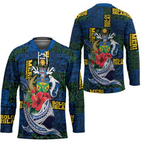 Solomon Islands Meri Kirihimete Hockey Jersey Funny Santa Riding Shark - Polynesian Pride