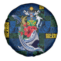 Solomon Islands Meri Kirihimete Spare Tire Cover Funny Santa Riding Shark - Polynesian Pride