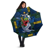Solomon Islands Meri Kirihimete Umbrella Funny Santa Riding Shark - Polynesian Pride