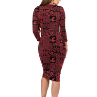 Black Tonga Kilisimasi Fiefia Family Matching Long Sleeve Bodycon Dress and Hawaiian Shirt Pacific Patchwork Xmas Vibes LT9 - Polynesian Pride