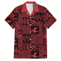 Black Tonga Kilisimasi Fiefia Family Matching Off Shoulder Maxi Dress and Hawaiian Shirt Pacific Patchwork Xmas Vibes LT9 Dad's Shirt - Short Sleeve Black - Polynesian Pride