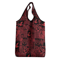 Black Tonga Kilisimasi Fiefia Grocery Bag Pacific Patchwork Xmas Vibes - Polynesian Pride