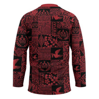 Black Tonga Kilisimasi Fiefia Hockey Jersey Pacific Patchwork Xmas Vibes LT9 - Polynesian Pride