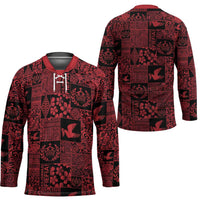 Black Tonga Kilisimasi Fiefia Hockey Jersey Pacific Patchwork Xmas Vibes LT9 - Polynesian Pride
