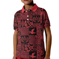 Black Tonga Kilisimasi Fiefia Kid Polo Shirt Pacific Patchwork Xmas Vibes - Polynesian Pride