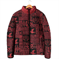 Black Tonga Kilisimasi Fiefia Padded Jacket Pacific Patchwork Xmas Vibes - Polynesian Pride