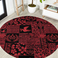 Black Tonga Kilisimasi Fiefia Round Carpet Pacific Patchwork Xmas Vibes - Polynesian Pride