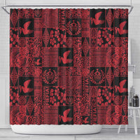 Black Tonga Kilisimasi Fiefia Shower Curtain Pacific Patchwork Xmas Vibes - Polynesian Pride