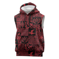 Black Tonga Kilisimasi Fiefia Sleeveless Hoodie Pacific Patchwork Xmas Vibes - Polynesian Pride
