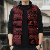 Black Tonga Kilisimasi Fiefia Sleeveless Puffer Jacket Pacific Patchwork Xmas Vibes - Polynesian Pride