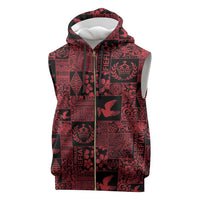 Black Tonga Kilisimasi Fiefia Sleeveless Zip Hoodie Pacific Patchwork Xmas Vibes - Polynesian Pride