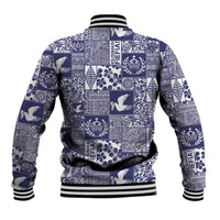 Blue Tonga Kilisimasi Fiefia Baseball Jacket Pacific Patchwork Xmas Vibes - Polynesian Pride