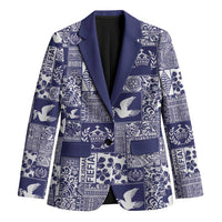 Blue Tonga Kilisimasi Fiefia Blazer Pacific Patchwork Xmas Vibes - Polynesian Pride