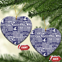 Blue Tonga Kilisimasi Fiefia Ceramic Ornament Pacific Patchwork Xmas Vibes - Polynesian Pride