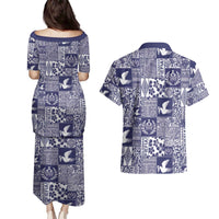 Blue Tonga Kilisimasi Fiefia Couples Matching Puletasi and Hawaiian Shirt Pacific Patchwork Xmas Vibes LT9 - Polynesian Pride