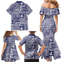 Blue Tonga Kilisimasi Fiefia Family Matching Mermaid Dress and Hawaiian Shirt Pacific Patchwork Xmas Vibes - Polynesian Pride