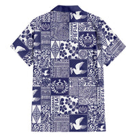 Blue Tonga Kilisimasi Fiefia Family Matching Off Shoulder Short Dress and Hawaiian Shirt Pacific Patchwork Xmas Vibes LT9 - Polynesian Pride